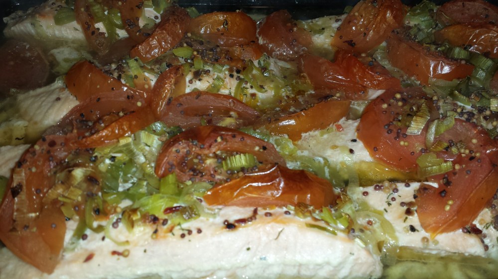 Laksemiddagen er klar for servering.